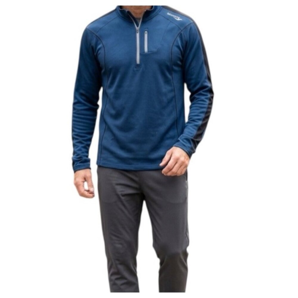 Saucony 1/4 Zip Blue Athletic Outdoor Sporty Long Sleeve Sweatshirt Size Large